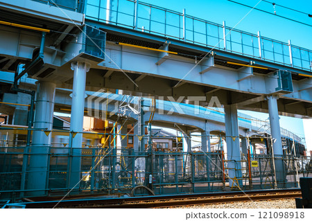 Railway and viaduct under construction Around Higashimurayama Station, Tokyo 2024.11 c-4 Light color Railway and viaduct under construction Around Higashimurayama Station, Tokyo 2024.11 c-4 Light color 121098918