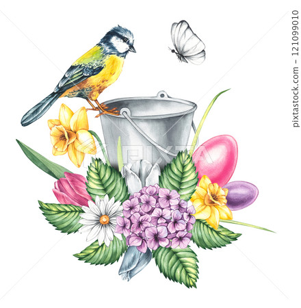Watercolor Spring Illustration Isolated Farm Watercolor Spring Illustration Isolated Farm 121099010