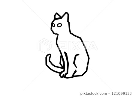 Black cat silhouette line drawing cartoon Black cat silhouette line drawing cartoon 121099133