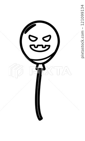 Jack-o'-lantern style balloon. Line drawing illustration Jack-o'-lantern style balloon. Line drawing illustration 121099134