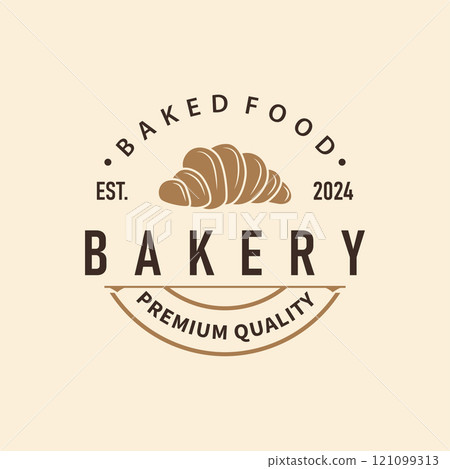 Bread Logo, Old Retro Vintage Style Bakery Shop Design, Vector Wheat Bread Simple Tremplet Illustration Bread Logo, Old Retro Vintage Style Bakery Shop Design, Vector Wheat Bread Simple Tremplet Illustration 121099313