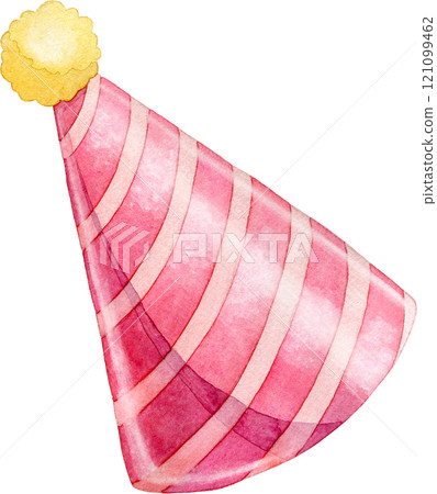 紅色派對帽子的水彩插圖 紅色派對帽子的水彩插圖 121099462