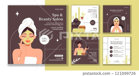 Beauty and Wellness Spa Social Media Post Template with Flat Cartoon Hand Drawn Design Beauty and Wellness Spa Social Media Post Template with Flat Cartoon Hand Drawn Design 121099726