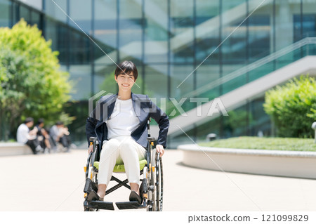Wheelchair user in a suit 121099829