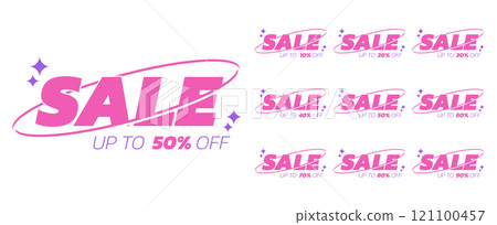 Sale tags set vector badges template, up to 10, 20, 30, 40, 50, 60, 70, 80, 90 percent off, vector illustration isolated on white background. Price off tag icon flat design collection set. Up to Sale tags set vector badges template, up to 10, 20, 30, 40, 50, 60, 70, 80, 90 percent off, vector illustration isolated on white background. Price off tag icon flat design collection set. Up to 121100457