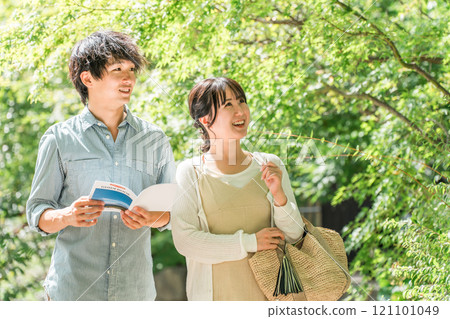 Young couples taking city walks and sightseeing tours on domestic trips Young couples taking city walks and sightseeing tours on domestic trips 121101049
