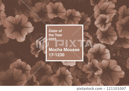 Mocha Mousse color of the year 2025 displayed among floral patterns for design inspiration and trends 121101097