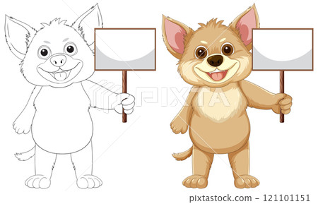 Cute Cartoon Dog Holding Signs Cute Cartoon Dog Holding Signs 121101151