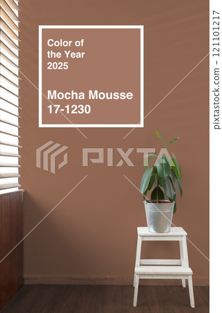 Mocha Mousse showcased as the color of the year 2025 in a modern interior setting 121101217