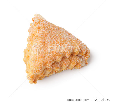 Delicious sweet pastry shaped like a triangle, popular in many cultures, enjoyed as a dessert or snack 121101230