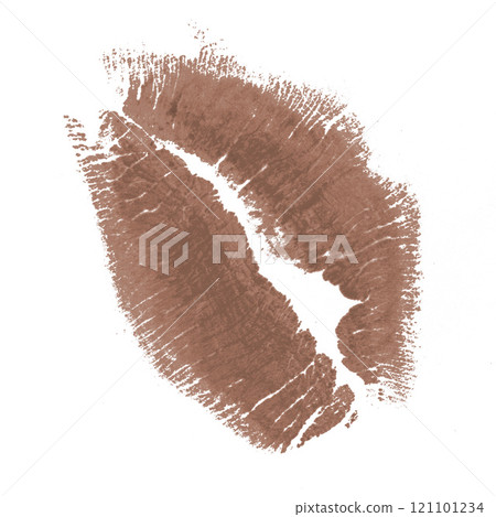 Kiss mark in a soft brown shade on a white background showcasing beauty and personal expression Kiss mark in a soft brown shade on a white background showcasing beauty and personal expression 121101234
