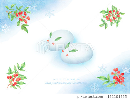 Nanten 和雪兔畫水彩的向量圖 Nanten 和雪兔畫水彩的向量圖 121101335
