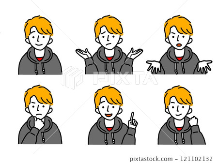 Young foreign man facial expression set Young foreign man facial expression set 121102132