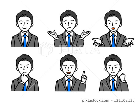 Facial expression set of a man in a suit Facial expression set of a man in a suit 121102133