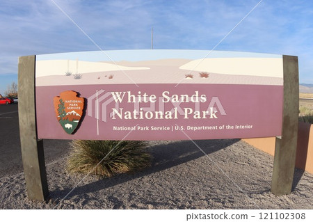 Sign in White Sands National Park, USA 121102308