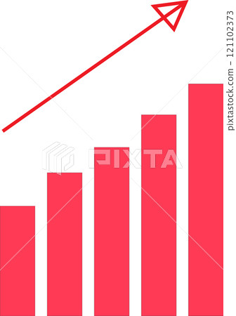 Image of a bar graph and arrow going up to the right 121102373