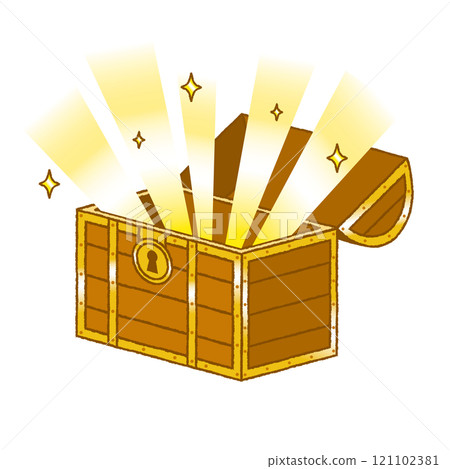 Illustration of an open treasure chest 121102381