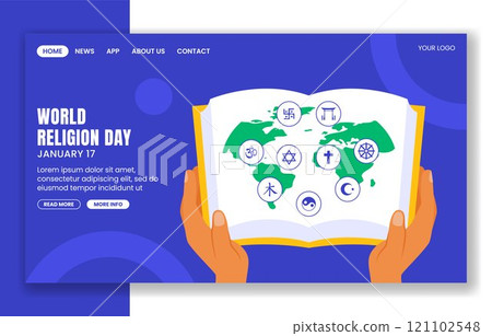 World Religion Day Background Illustration for Social Media Landing Page Design World Religion Day Background Illustration for Social Media Landing Page Design 121102548