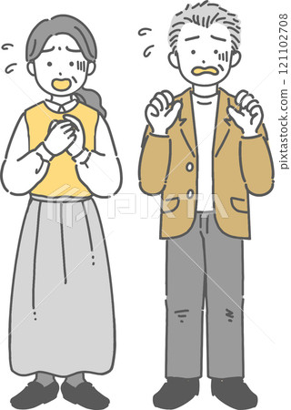 焦慮的中年/老年男女的插圖 121102708