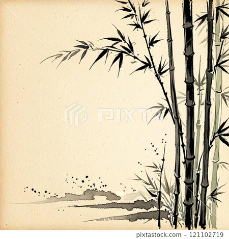 水墨畫風格的竹子。我們使用人工智慧生成的圖像。 水墨畫風格的竹子。我們使用人工智慧生成的圖像。 121102719