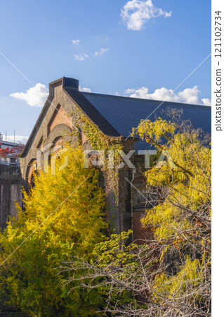 Kyoto in autumn, yellowed ginkgo trees and the second stage of Keage Power Plant Kyoto in autumn, yellowed ginkgo trees and the second stage of Keage Power Plant 121102734