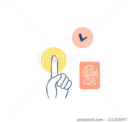 Biometric authentication: Image of index finger fingerprint authentication 121103047