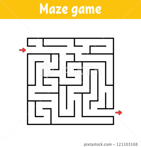 Abstract square maze. Game for kids. Puzzle for children. Labyrinth conundrum. Find the right path. Vector illustration. 121103108