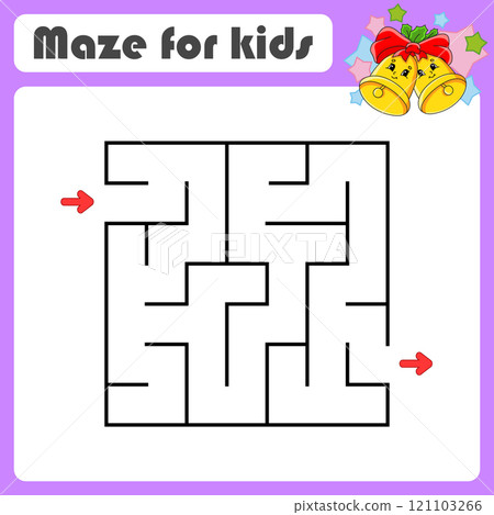 Abstract maze. Game for kids. Puzzle for children. Labyrinth conundrum. Find the right path. Cute character. Vector illustration. 121103266