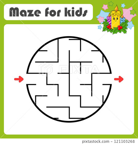Abstract maze. Game for kids. Puzzle for children. Labyrinth conundrum. Find the right path. Cute character. Vector illustration. Abstract maze. Game for kids. Puzzle for children. Labyrinth conundrum. Find the right path. Cute character. Vector illustration. 121103268