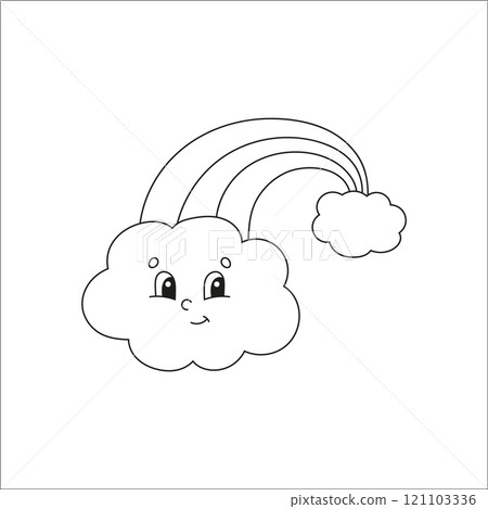 Coloring book page for kids. cartoon character. Black contour silhouette. Isolated on white background. Vector illustration. Coloring book page for kids. cartoon character. Black contour silhouette. Isolated on white background. Vector illustration. 121103336