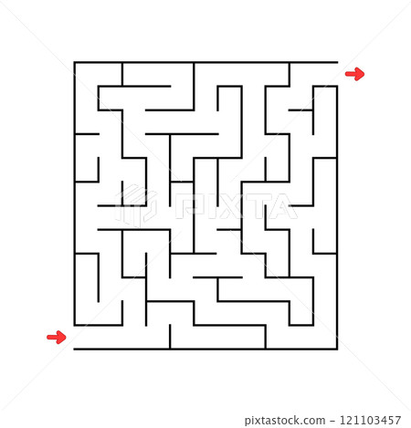 Abstact labyrinth. Educational game for kids. Puzzle for children. Maze conundrum. Find the right path. Vector illustration. 121103457