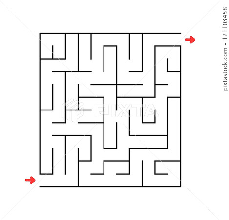Abstact labyrinth. Educational game for kids. Puzzle for children. Maze conundrum. Find the right path. Vector illustration. 121103458