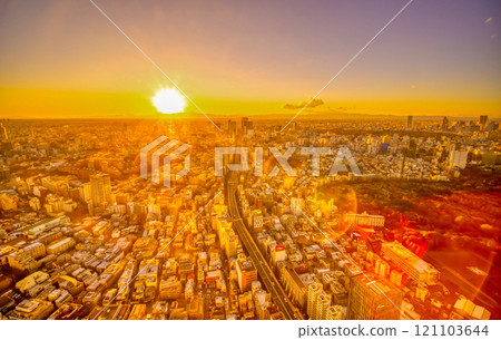 Sunset over the big city 121103644