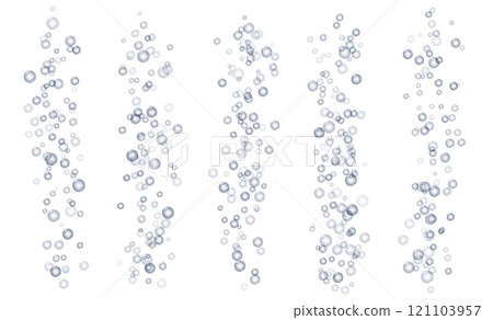 Underwater fizzing bubbles, soda or champagne carbonated drink, sparkling water. Effervescent drink. 121103957