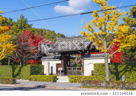 秋天的京都,Hokongo-in Temple,正門被秋葉覆蓋 秋天的京都,Hokongo-in Temple,正門被秋葉覆蓋 121104036