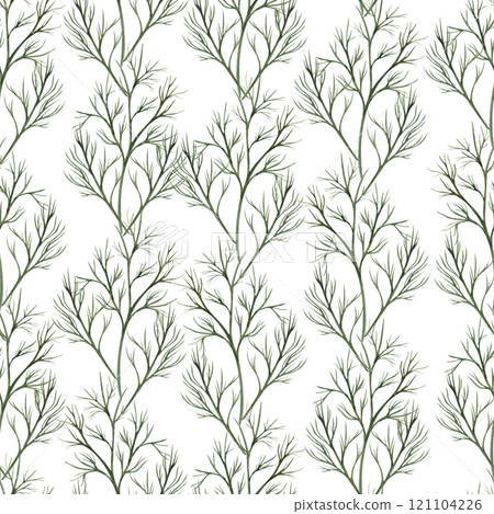 Seamless pattern with chamomile petals on white background. Watercolor illustration of floral print for packaging design, beauty products, fabric printing, posters. 121104226