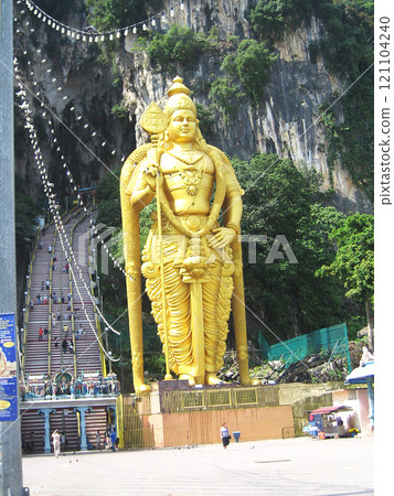 Batu Caves stairs and statue of Murugan, the Hindu god of war, before renovation work Batu Caves stairs and statue of Murugan, the Hindu god of war, before renovation work 121104240