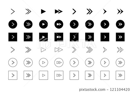 Simple monochrome arrow icon illustration set Simple monochrome arrow icon illustration set 121104420