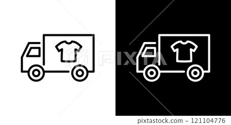 Dry cleaner delivery car simple line icon 121104776
