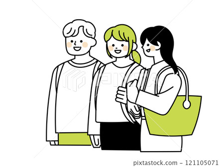 Illustration of a group of college students attending university Illustration of a group of college students attending university 121105071