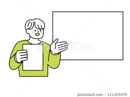 Illustration of a college student giving a presentation at university Illustration of a college student giving a presentation at university 121105078