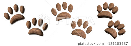 三維棕色木紋動物足跡材料套裝 121105387