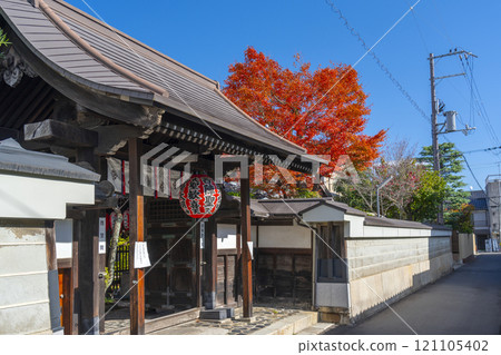 Kyoto Nishijin: Autumn leaves at Uhoin Temple (Nishijin Shoden) South Gate 121105402