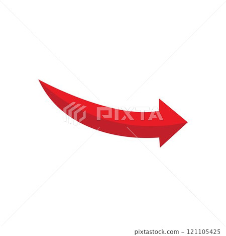 Red Arrow icon. red arrow icon on white background. flat style. arrow icon for your web site design, logo, app, UI. curved arrow sign. Vector illustration. 121105425