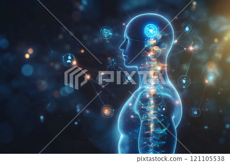 An abstract depiction of the body internal balance, featuring glowing orbs and homeopathic symbols An abstract depiction of the body internal balance, featuring glowing orbs and homeopathic symbols 121105538