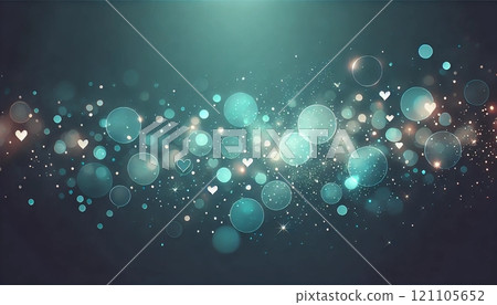 水藍色和銀色的心舞動的散景背景〜寒冷而清澈的夜晚的聲音〜 121105652