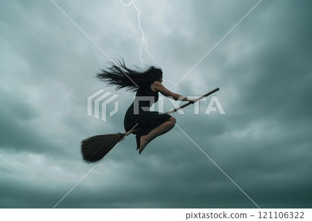 Mystical figure: the presence of a witch, embodying ancient lore and magic, evoking the mystery and power of sorcery, set against dark enchantment and supernatural elements. Mystical figure: the presence of a witch, embodying ancient lore and magic, evoking the mystery and power of sorcery, set against dark enchantment and supernatural elements. 121106322