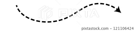 Dashed arrow set. Vector doodle dot line. Thin pointer arrows 121106424