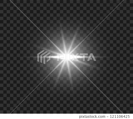 Flare light effects. Glowing star set. Vector optical lens flare light effect 121106425