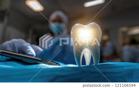 Modern dentistry: tooth doctor employing advanced technology for online consultations, appointment scheduling, role of digital aids in dental procedures, improving diagnostics, treatment efficiency. Modern dentistry: tooth doctor employing advanced technology for online consultations, appointment scheduling, role of digital aids in dental procedures, improving diagnostics, treatment efficiency. 121106594